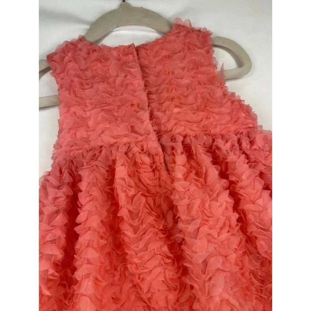 Cat & Jack 18M Girls Rosette Wavy Tulle Coral Pink Peach Party Cute Summer Dress